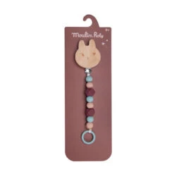 Attache-tétine En Bois Et Silicone Lapin MOULIN ROTY Après La Pluie -Moulin Roty attache tetine en bois et silicone lapin moulin roty apres la pluie 2