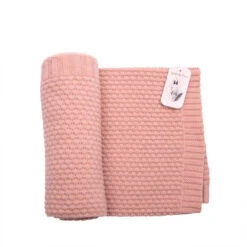 Couverture En Laine Mixte Rose MOULIN ROTY Après La Pluie