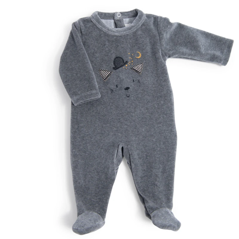 Pyjama En Velours Gris Chat 1m MOULIN ROTY Les Moustaches 3 Pyjama En Velours Gris Chat 1m MOULIN ROTY Les Moustaches