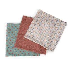 Set De 3 Langes Imprimés MOULIN ROTY Pomme Des Bois -Moulin Roty set de 3 langes imprimes moulin roty pomme des bois 2