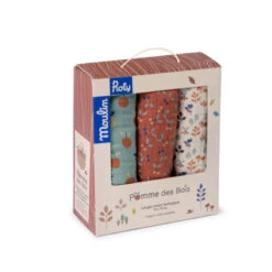 Set De 3 Langes Imprimés MOULIN ROTY Pomme Des Bois -Moulin Roty set de 3 langes imprimes moulin roty pomme des bois 9